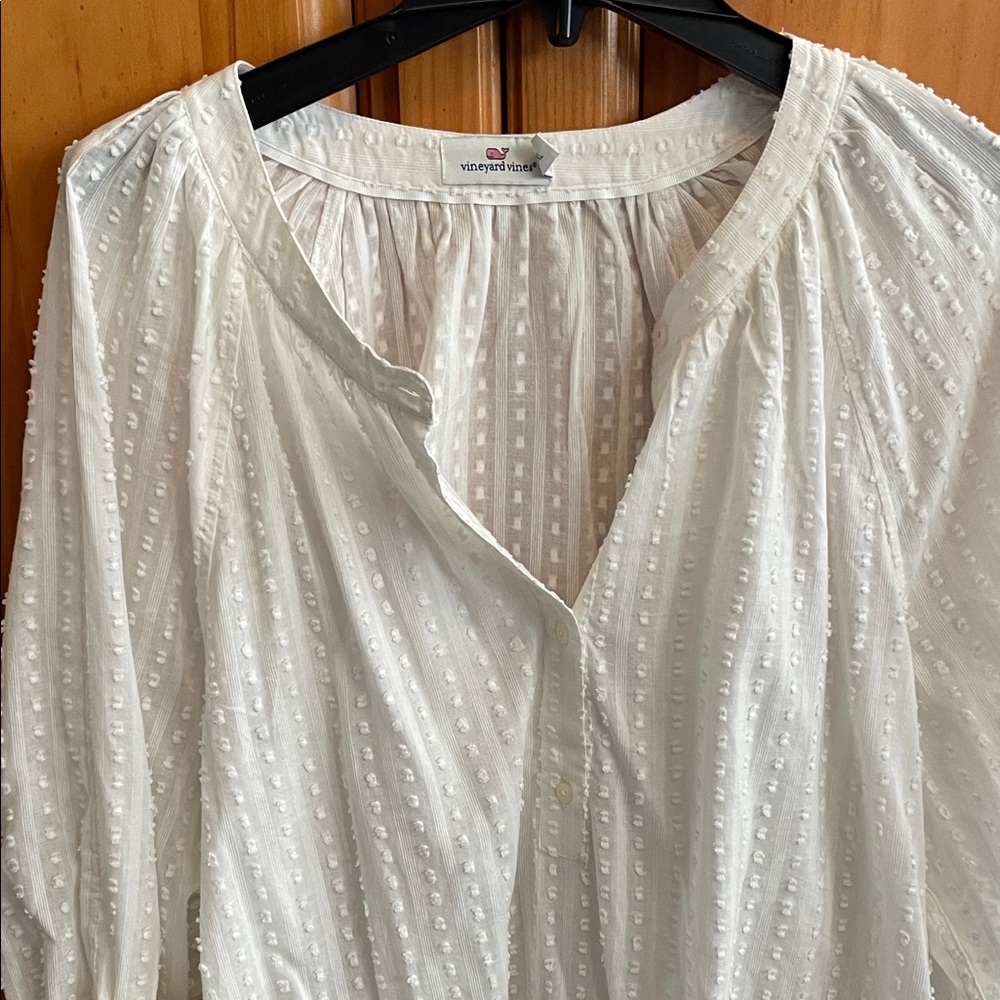 Vineyard Vines Ivory Textured Blouse